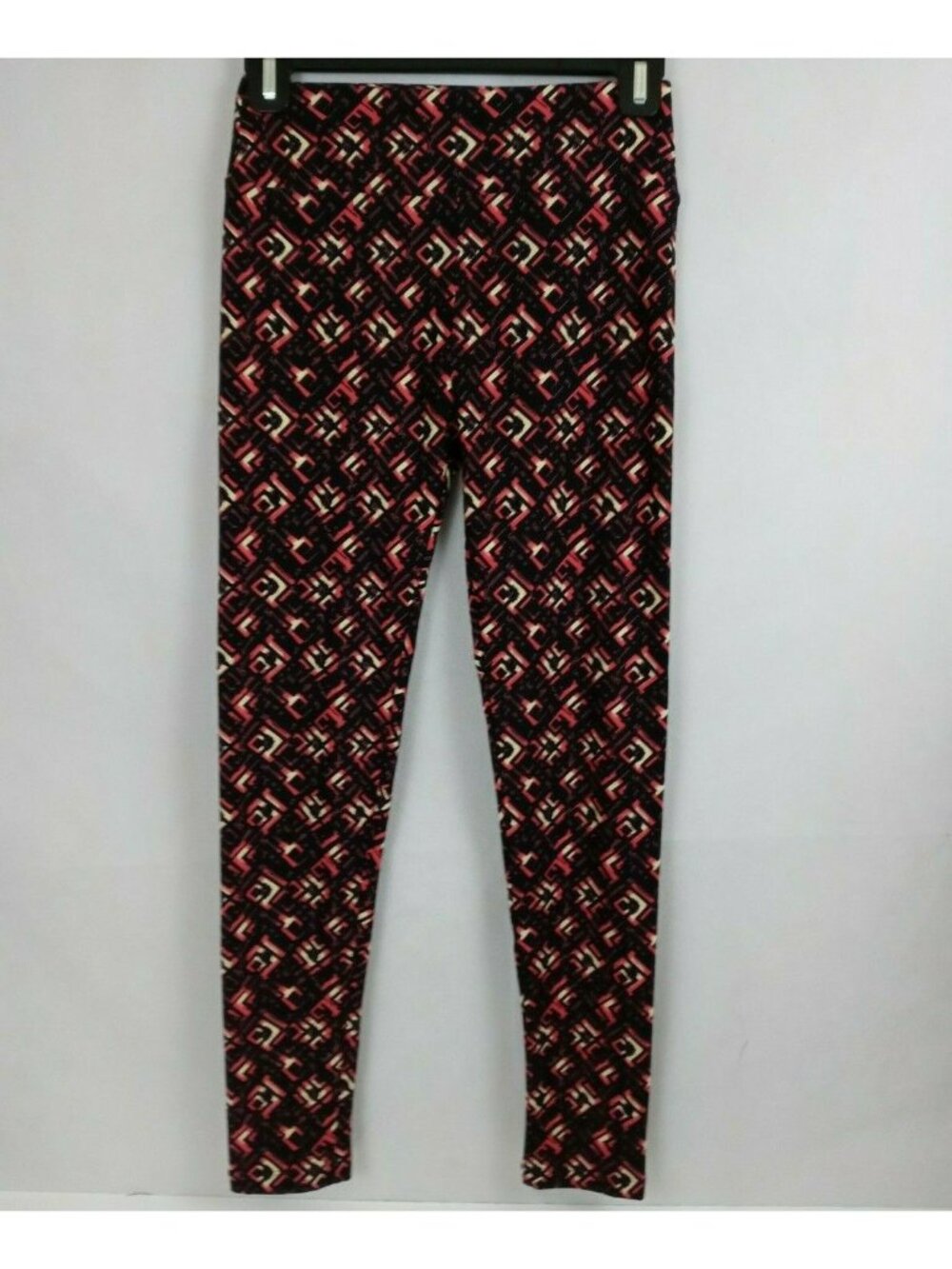 New LuLaRoe One Size Leggings With Pink, Black, & Yellow Design